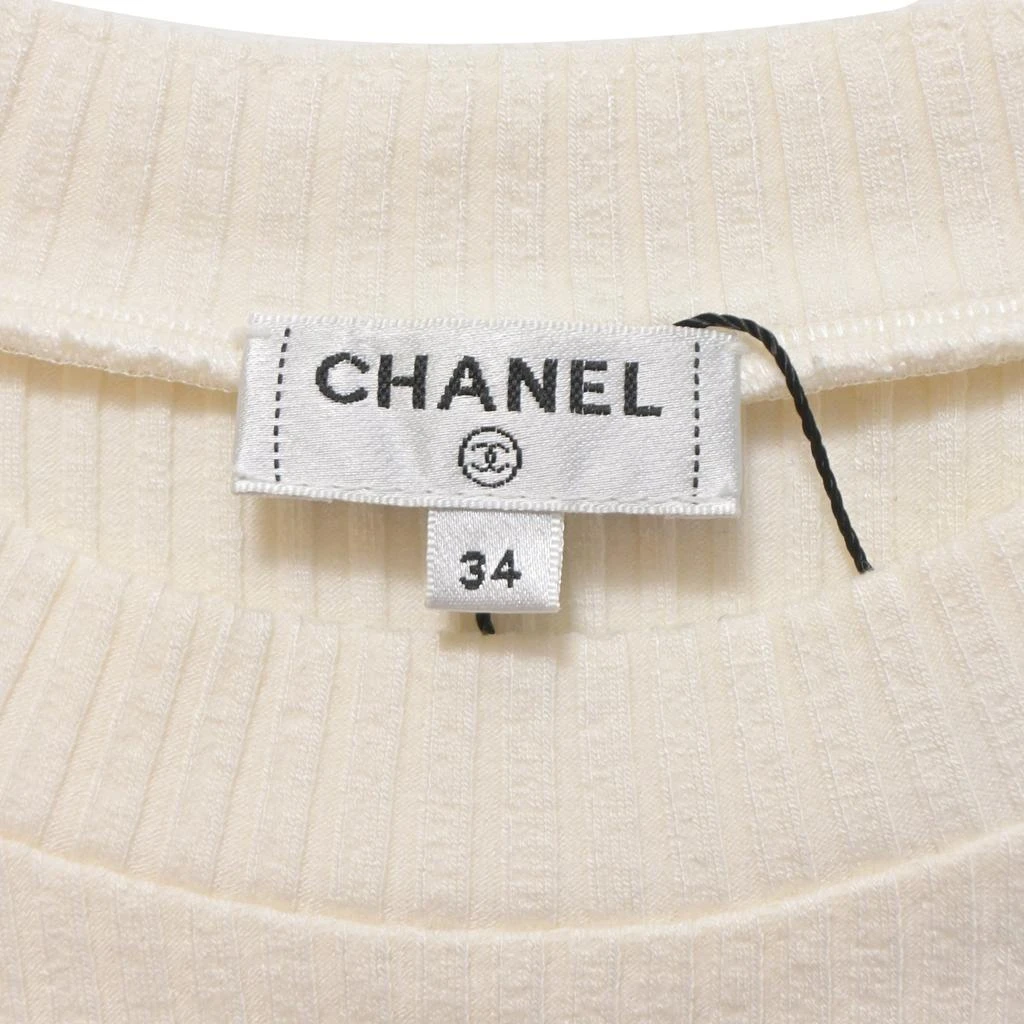 Chanel Side Button Ribbed T-Shirt in Cream Cotton 4