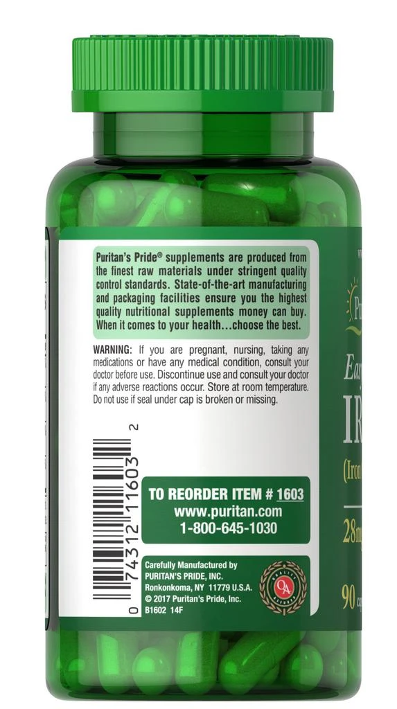 Puritan's Pride Easy Iron (Iron Glycinate), 90 Capsules 3