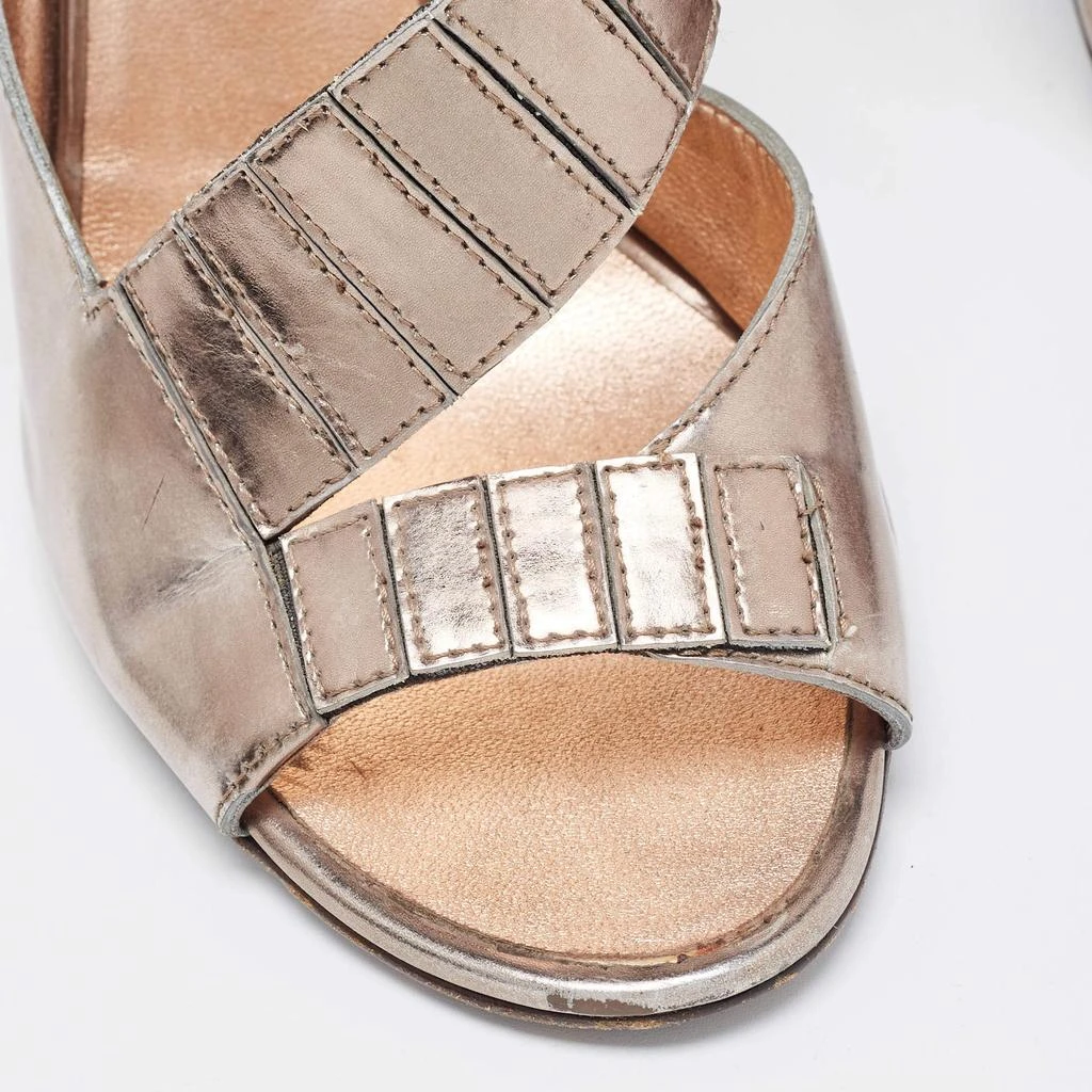 Roberto Cavalli Roberto Cavalli Metallic Grey Leather Slingback Sandals Size 39 7