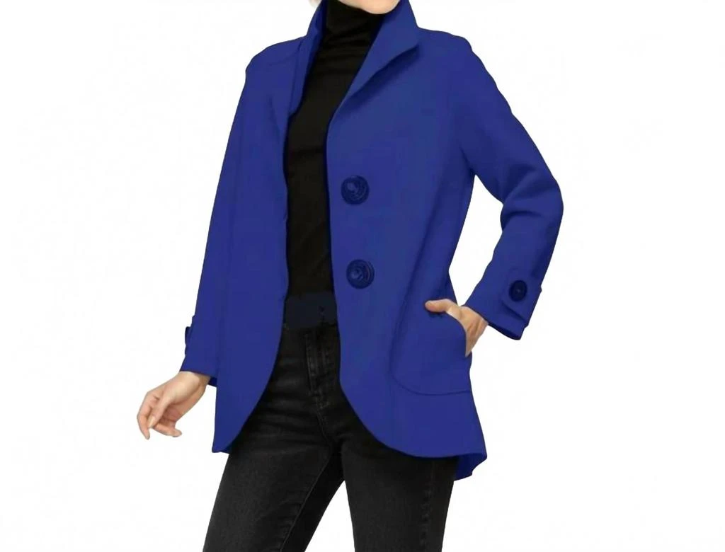 IC COLLECTION Double Collar Pucker Jacket In Blue