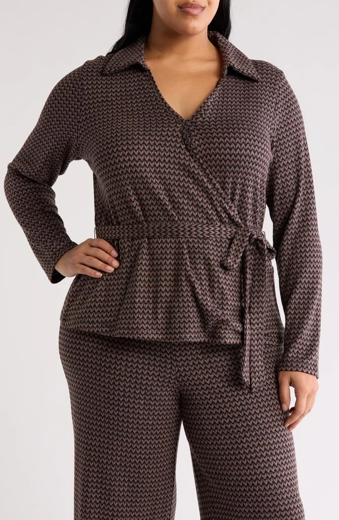 Bobeau Tie Waist Faux Wrap Top 1