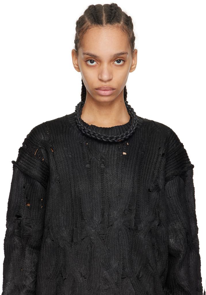 Junya Watanabe Black Braided Rubber Chain Necklace