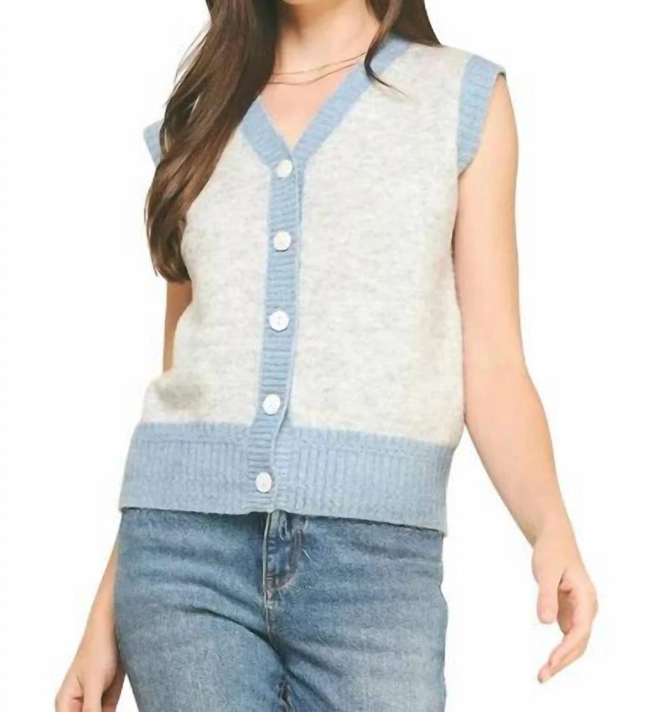 PINCH Pinch - Stylish And Chic Color Block Button Down Sweater Vest