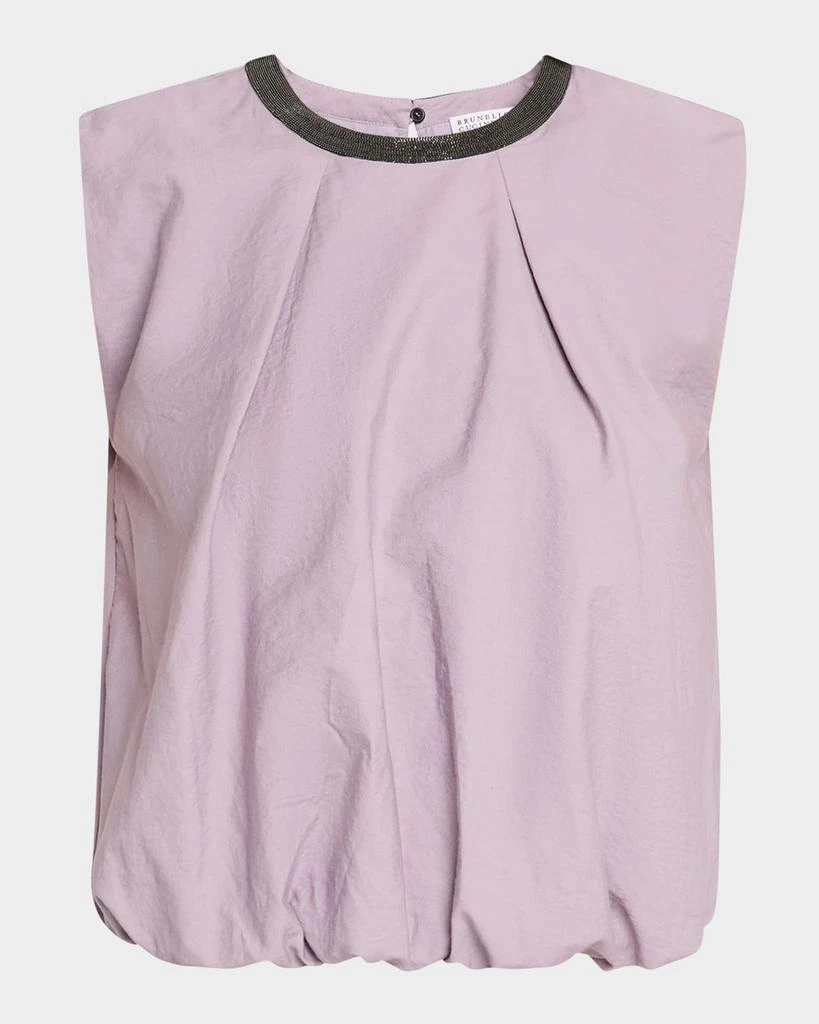 Brunello Cucinelli Monili-Collar Cotton Crop Balloon Tank Top 1