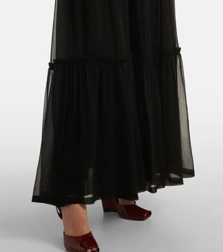 Yves Saint Laurent Ruffled silk maxi skirt 5