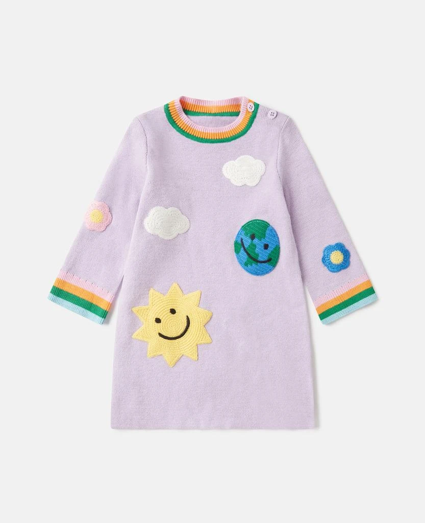 Stella McCartney - Earth Friends Graphic Embroidered Sweater Dress, Purple, Size: 24m