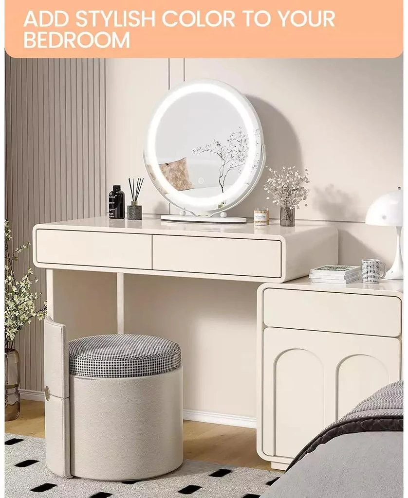 Homfan 19 in Vanity Mirror with Led Lights, Large Round Makeup Mirror with Touch Control and 3 Color Lighting Modes 6