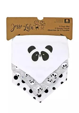 Grandmas2Share Baby Boys and Girls 3 Pack Bandana Baby Bibs, Panda