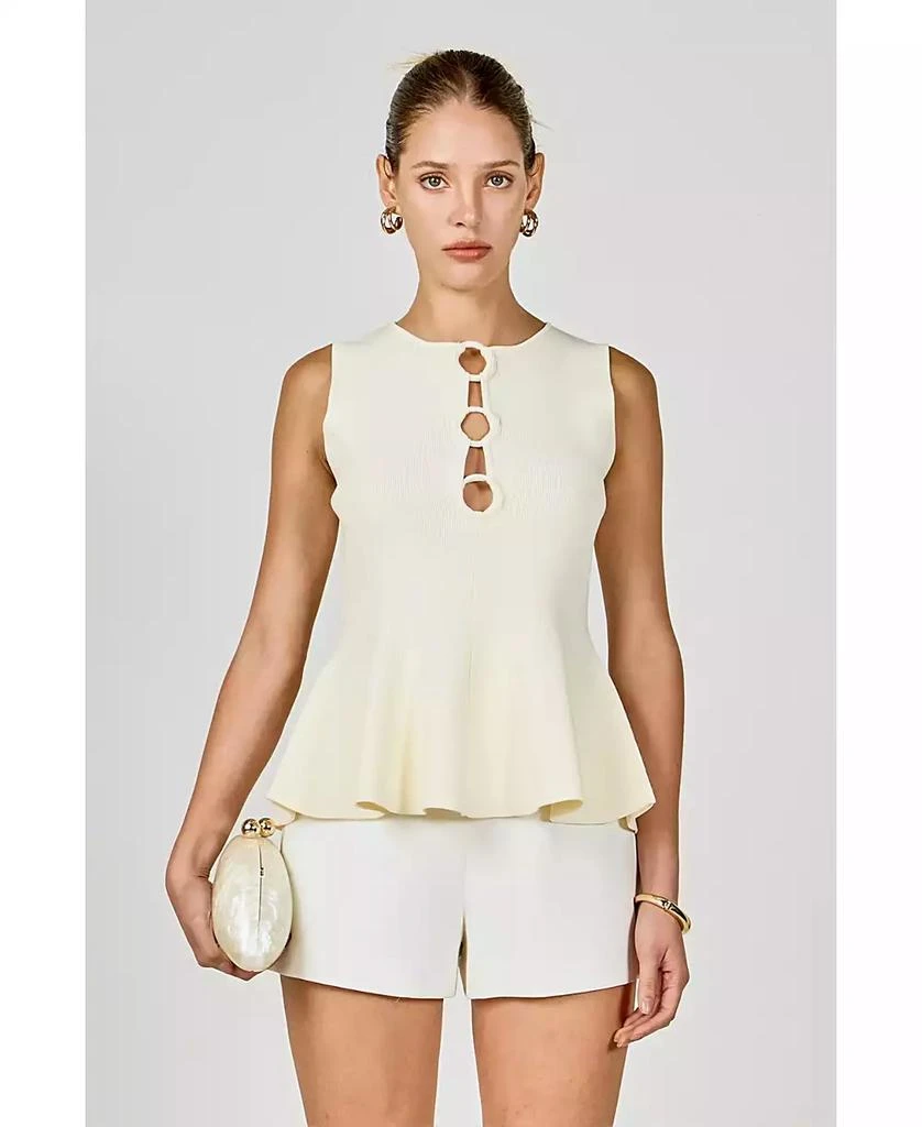 Endless Rose Women
s Ring Detailed Flare Knit Top 4