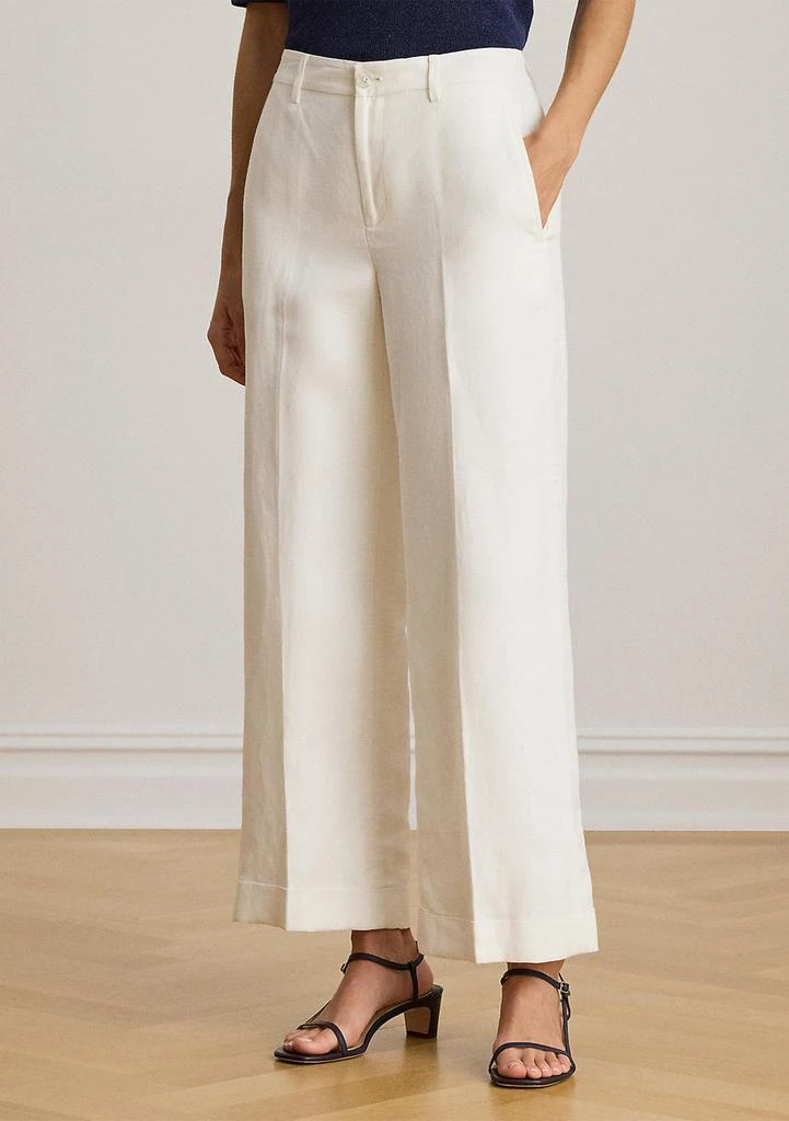 Ralph Lauren Linen-Blend Twill Wide-Leg Cropped Pant