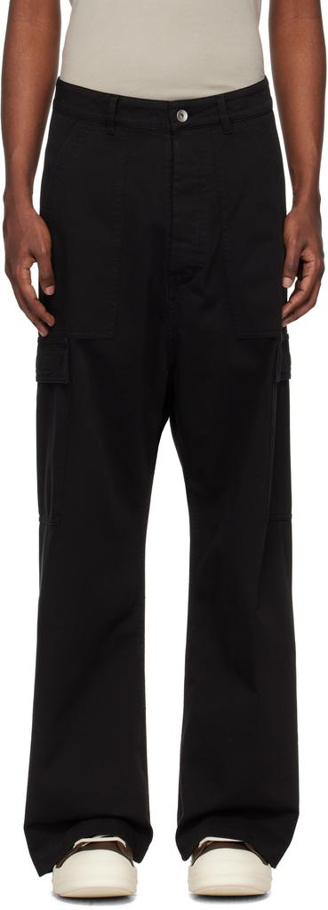 Rick Owens DRKSHDW Black Porterville Cotton Twill Cargo Pants S = WAIST US  32 - Trousers - BeyondStyle