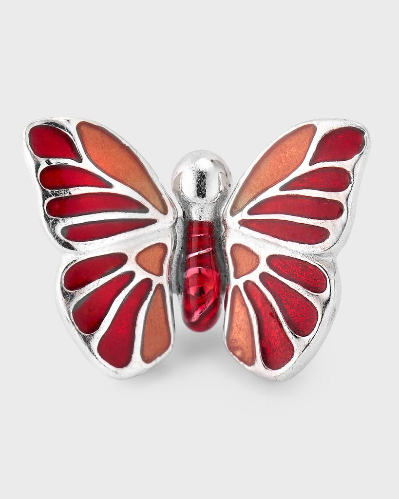 Jan Leslie Men's Sterling Silver Hand-Painted Enamel Butterfly Lapel Pin