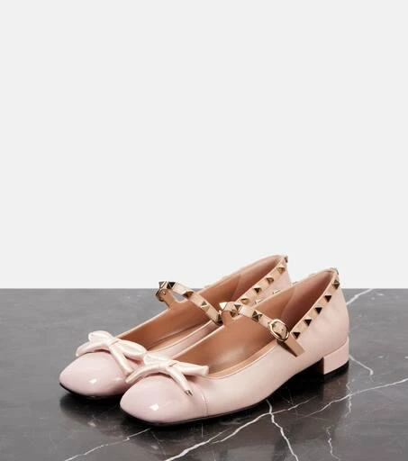 Valentino Rockstud Bow leather ballet flats 4