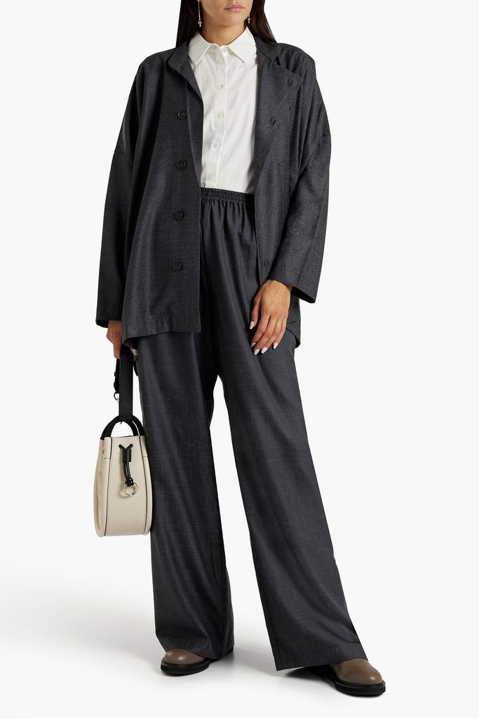 Eskandar Slub wool, silk and linen blend wide-leg pants