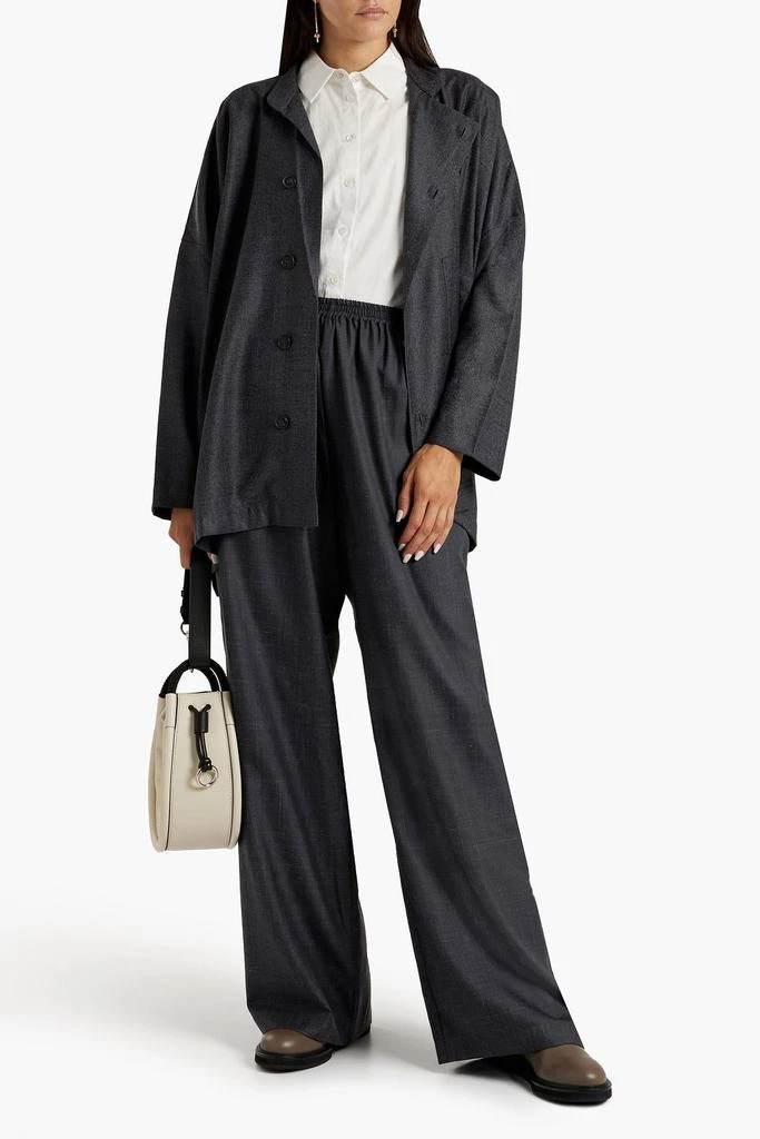 Eskandar Slub wool, silk and linen blend wide-leg pants 2
