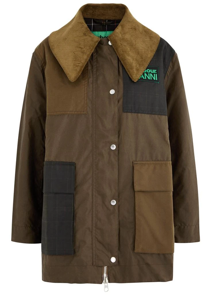 Barbour X Ganni Duffle panelled waxed cotton coat 1