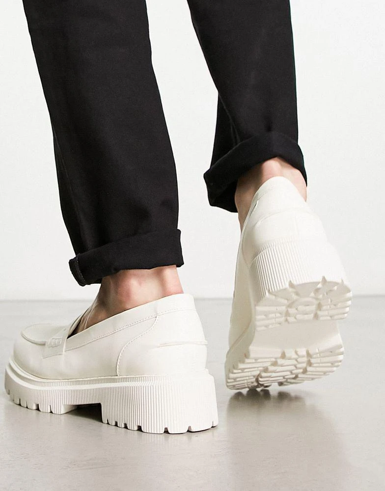 London Rebel X London Rebel X cleated sole chunky penny loafers in cream 2