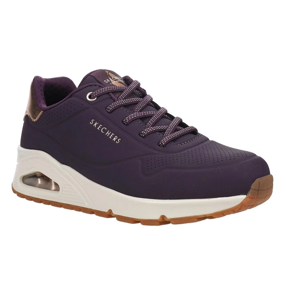SKECHERS Uno Shimmer Away Perforated Lace Up Sneakers 2