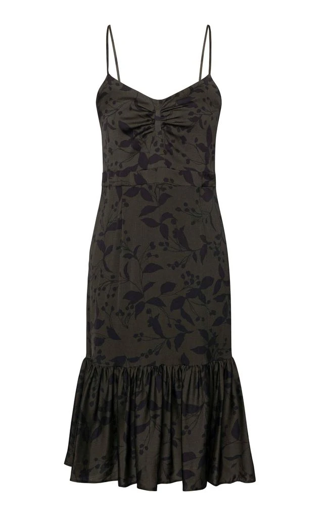 Laura Garcia Laura Garcia - Laura Ruffled Stretch-Silk Jacquard Midi Dress - Black - US 2 - Moda Operandi 1