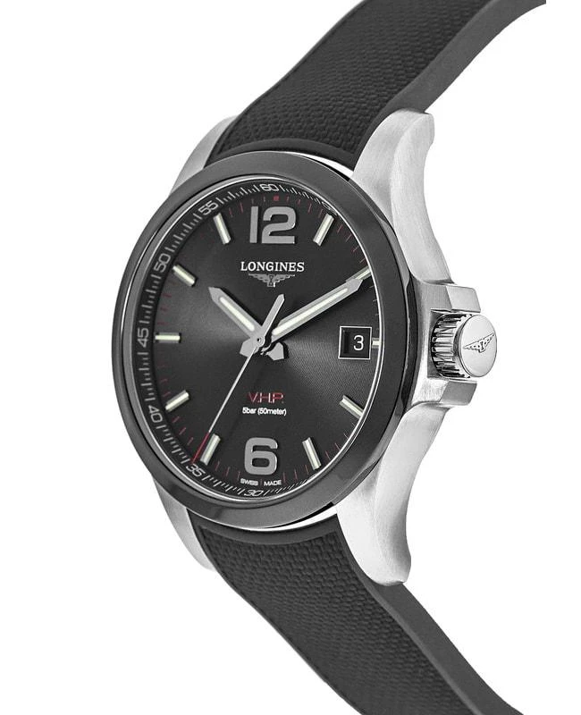 Longines Longines Conquest V.H.P. 41mm Black Dial Black Rubber Strap Men's Watch L3.719.4.56.9 2