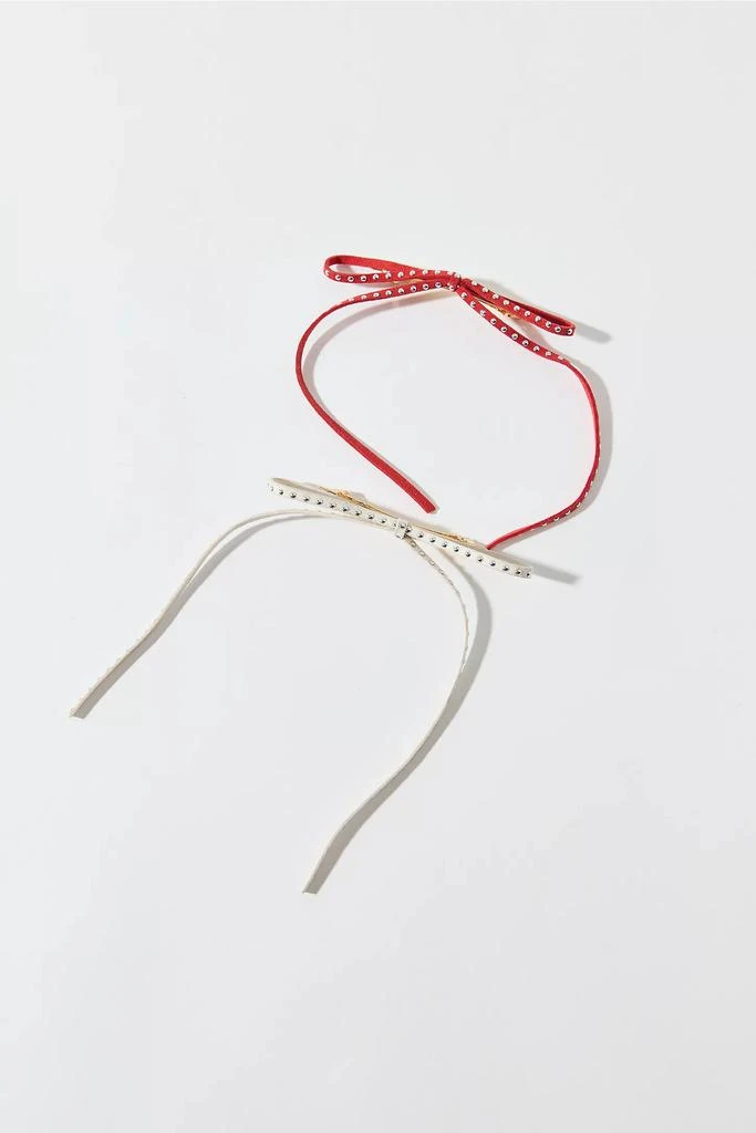 Urban Outfitters Studded Suede Hair Bow Clip Set 2