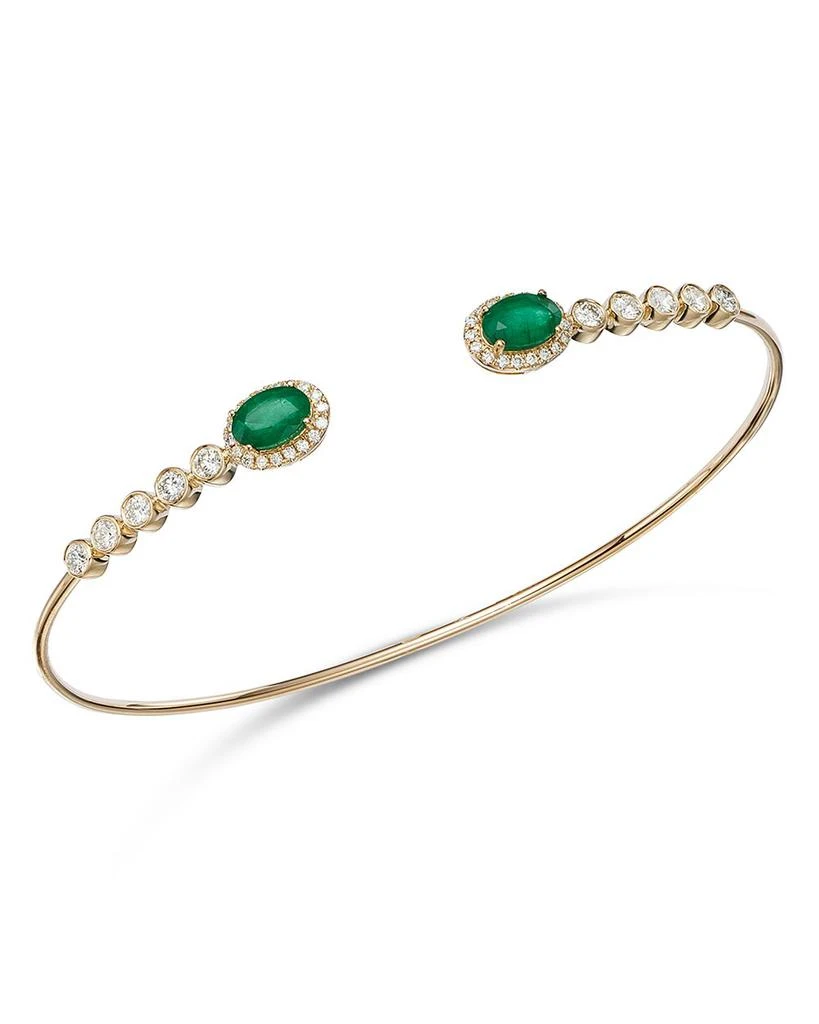 Bloomingdale's Emerald & Diamond Cuff Bangle Bracelet in 14K Yellow Gold 1