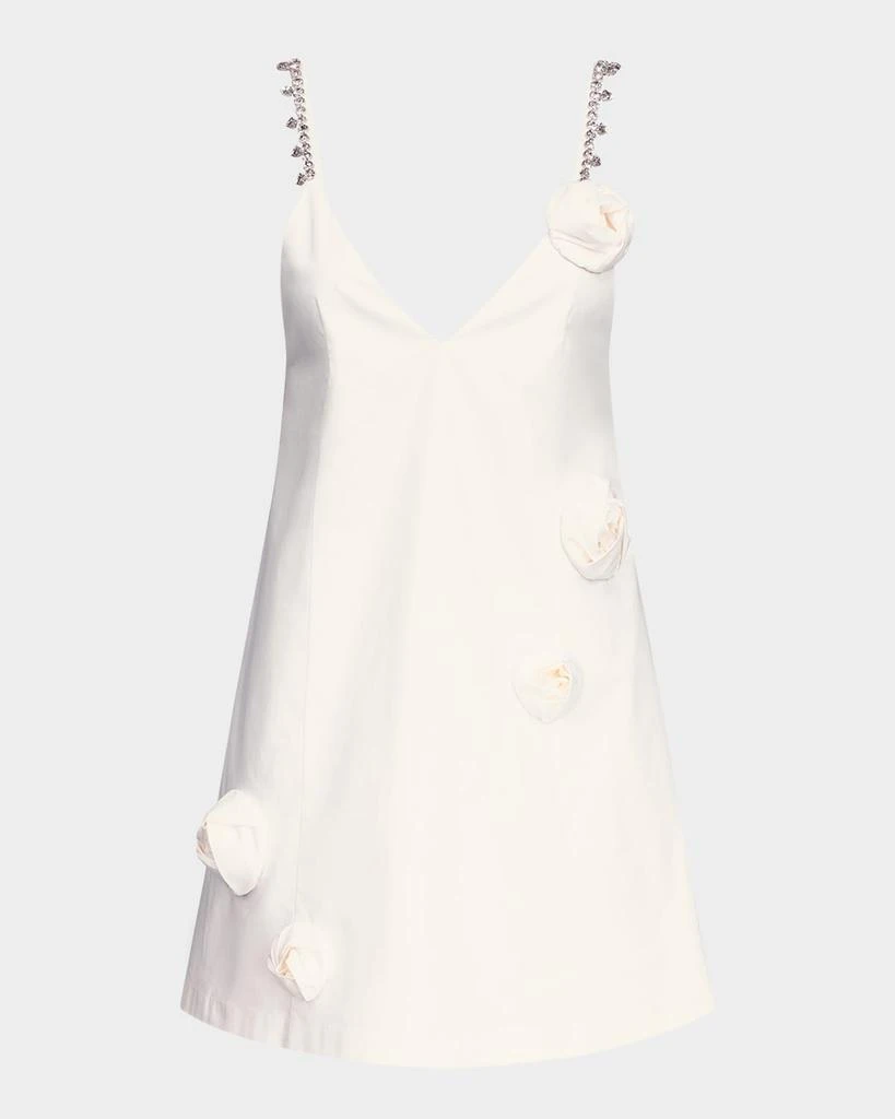 AREA Crystal Rosette Poplin Mini Dress 1