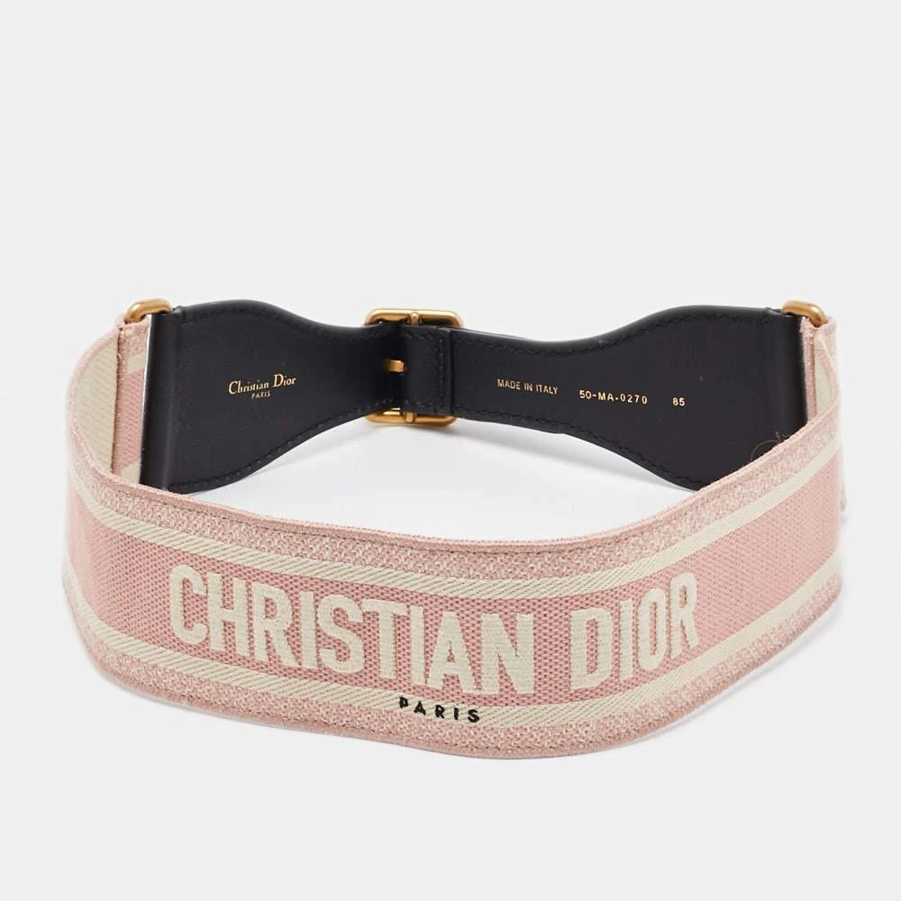 Shop Dior Light Pink/White Logo Embroidered Canvas and  display picture 2