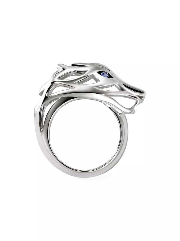 John Hardy Naga Dragon Sterling Silver & Blue Sapphire Ring 6