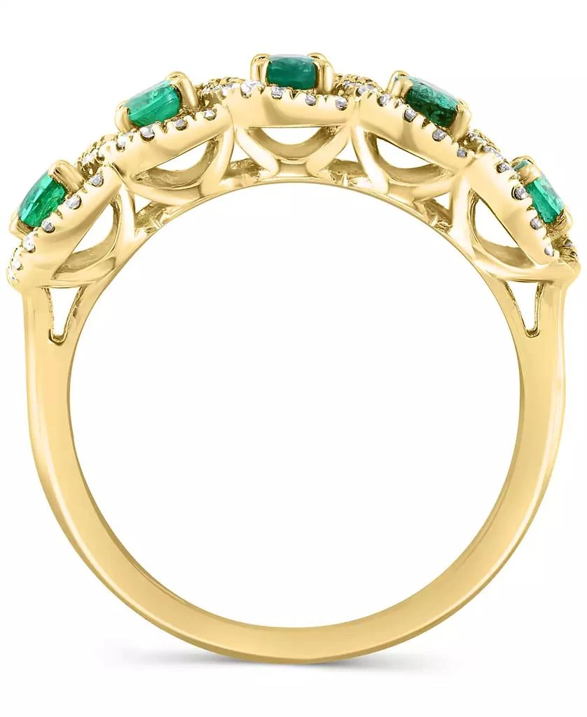 Effy EFFY® Emerald (1-1/20 ct. t.w.) 
Diamond (1/4 ct. t.w.) Five Stone Halo Ring in 14k Gold 3
