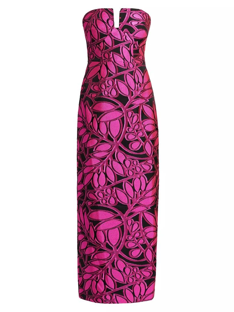 Milly Judith Pink Palm Jacquard Dress 1