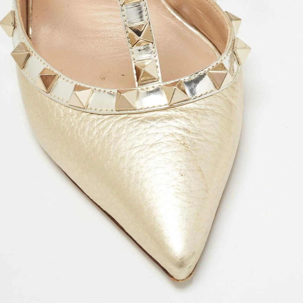 Valentino Valentino Gold Leather Rockstud Ankle Strap Pumps Size 38 9