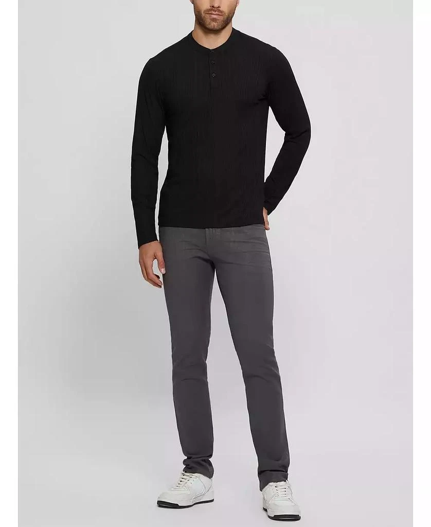 GUESS Men's Brentwood Rib Knit Henley T-shirt 4