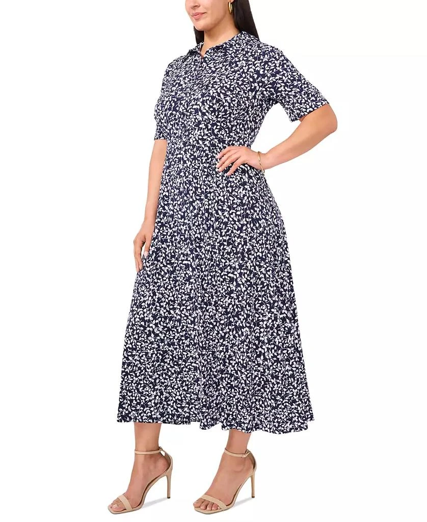 MSK Plus Size Printed Button-Front Collared Maxi Dress 3