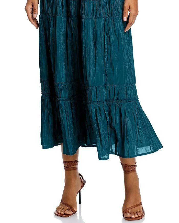 knee length dresses for ladies Lemon Print Aqua Puff Sleeve Midi Dress - All Dresses