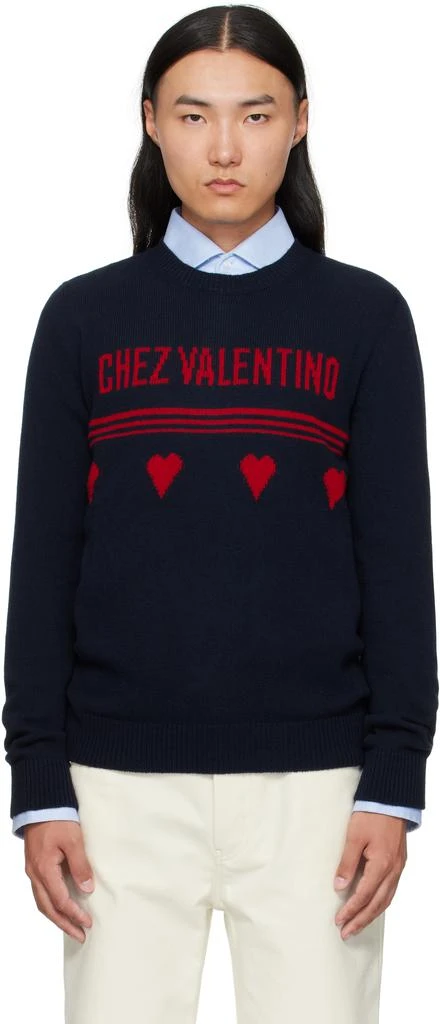 Valentino Navy Wool 
Chez Valentino
 Sweater 1