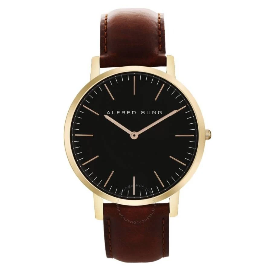 Alfred Sung Ultra Slim Quartz Black Dial Watch AS7003RL-5A1 1