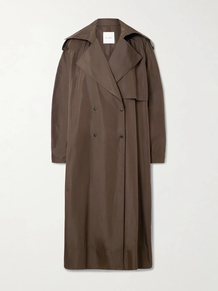 ST. AGNI Double-breasted Recycled-taffeta Trench Coat