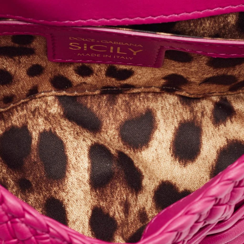 Dolce & Gabbana Dolce & Gabbana Fuchsia Leather Small Woven Sicily East West Top Handle Bag 7