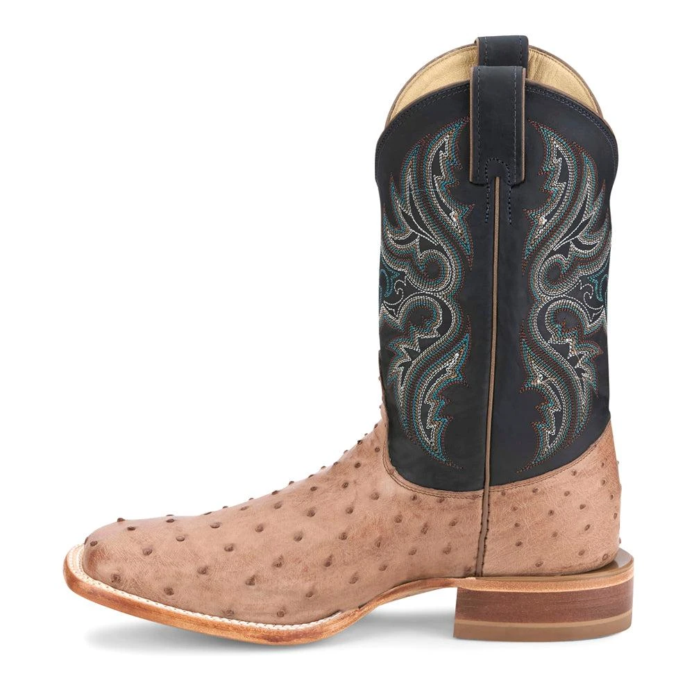 Justin Boots Moseley Full Quill Ostrich Embroidered Square Toe Pull On Cowboy Boots 3