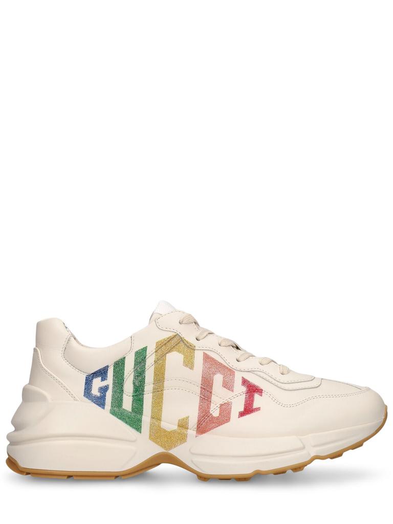 GUCCI 50mm Rhyton Glitter & Leather Sneakers