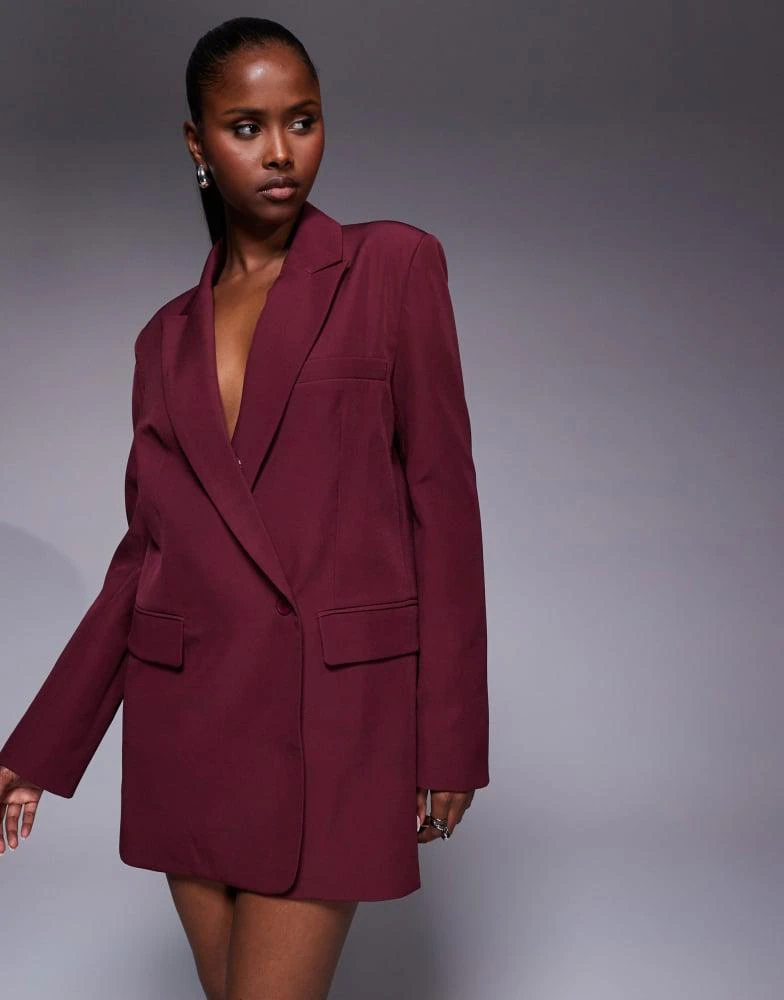 Kaiia Kaiia exclusive structured oversized blazer dress in wine - Dresses &  Skirts - Free Shipping - BeyondStyle