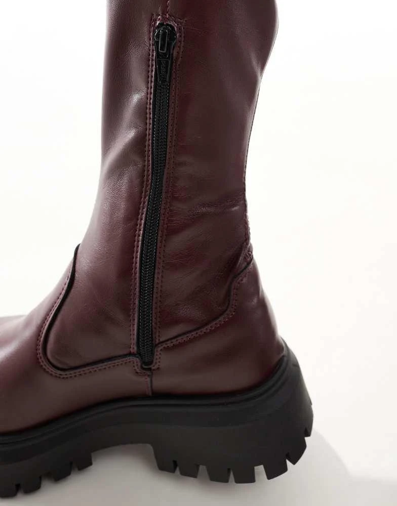 ASOS ASOS DESIGN Canyon sock chunky knee boot in burgundy 3