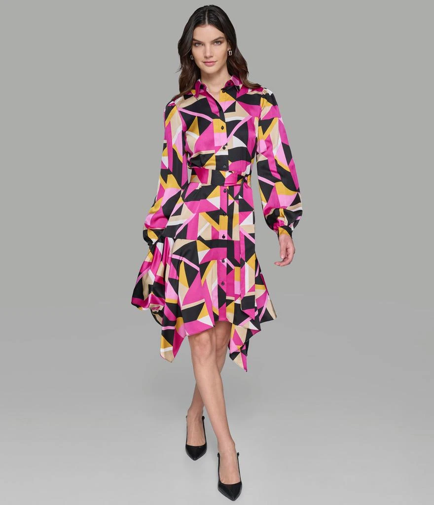 Karl Lagerfeld Paris PRINTED SHIRT DRESS WITH HANKY HEM 1