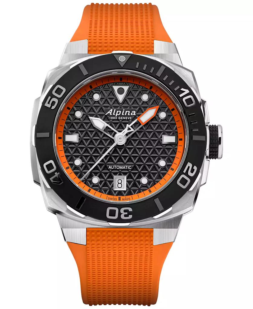 Alpina Men's Swiss Automatic Seastrong Extreme Orange Rubber Strap Watch 39mm