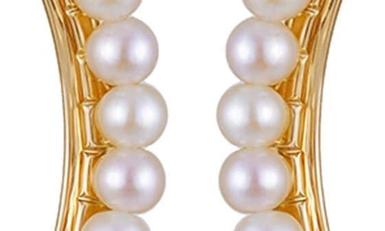 Vince Camuto Pavé Crystal 
Faux Pearl Hoop Earrings 4