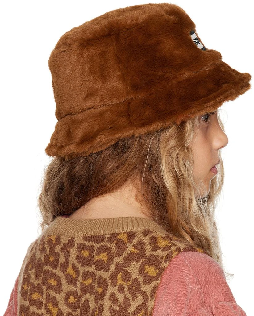 maed for mini Kids Brown Fuzzy Falcon Bucket Hat 3