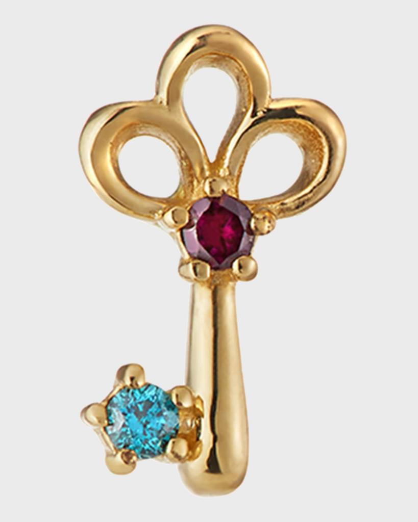 Stevie Wren Misfit 14k Blue & Purple Diamond Key Earring, Single