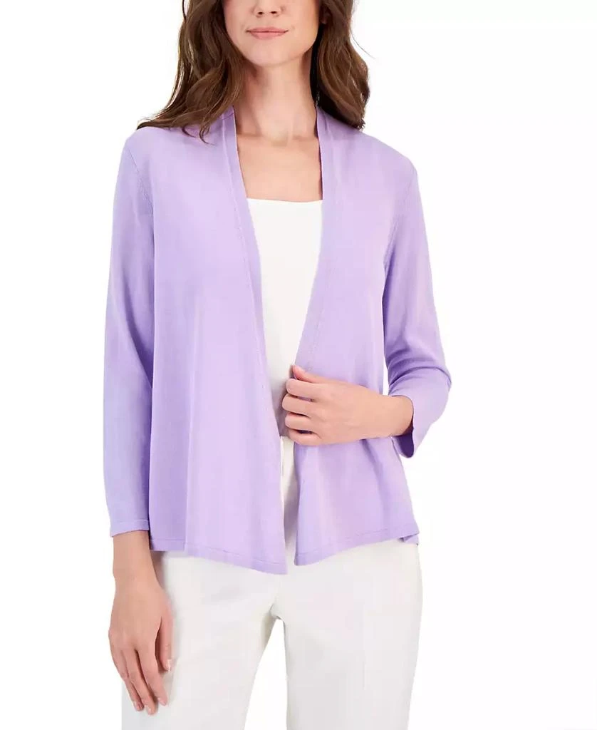 Kasper Women's Solid Soft-Edge A-Line Cardigan Sweater 1