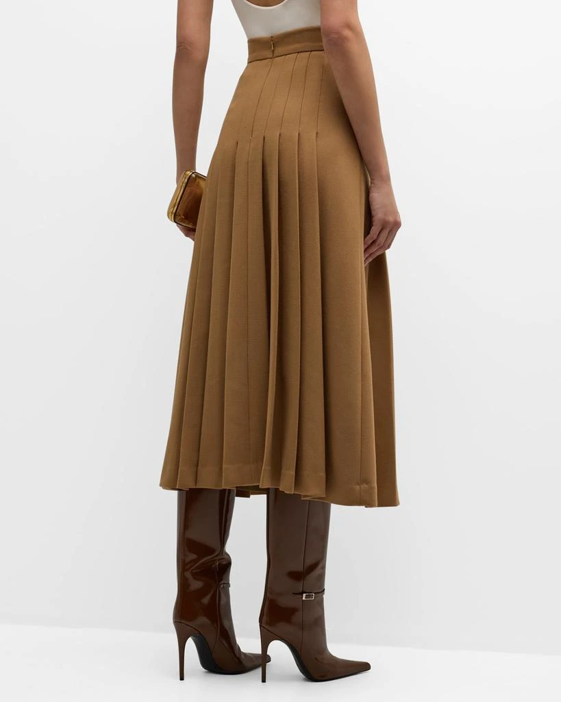 Sergio Hudson Pleated Wool Midi Skirt 6